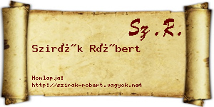 Szirák Róbert névjegykártya